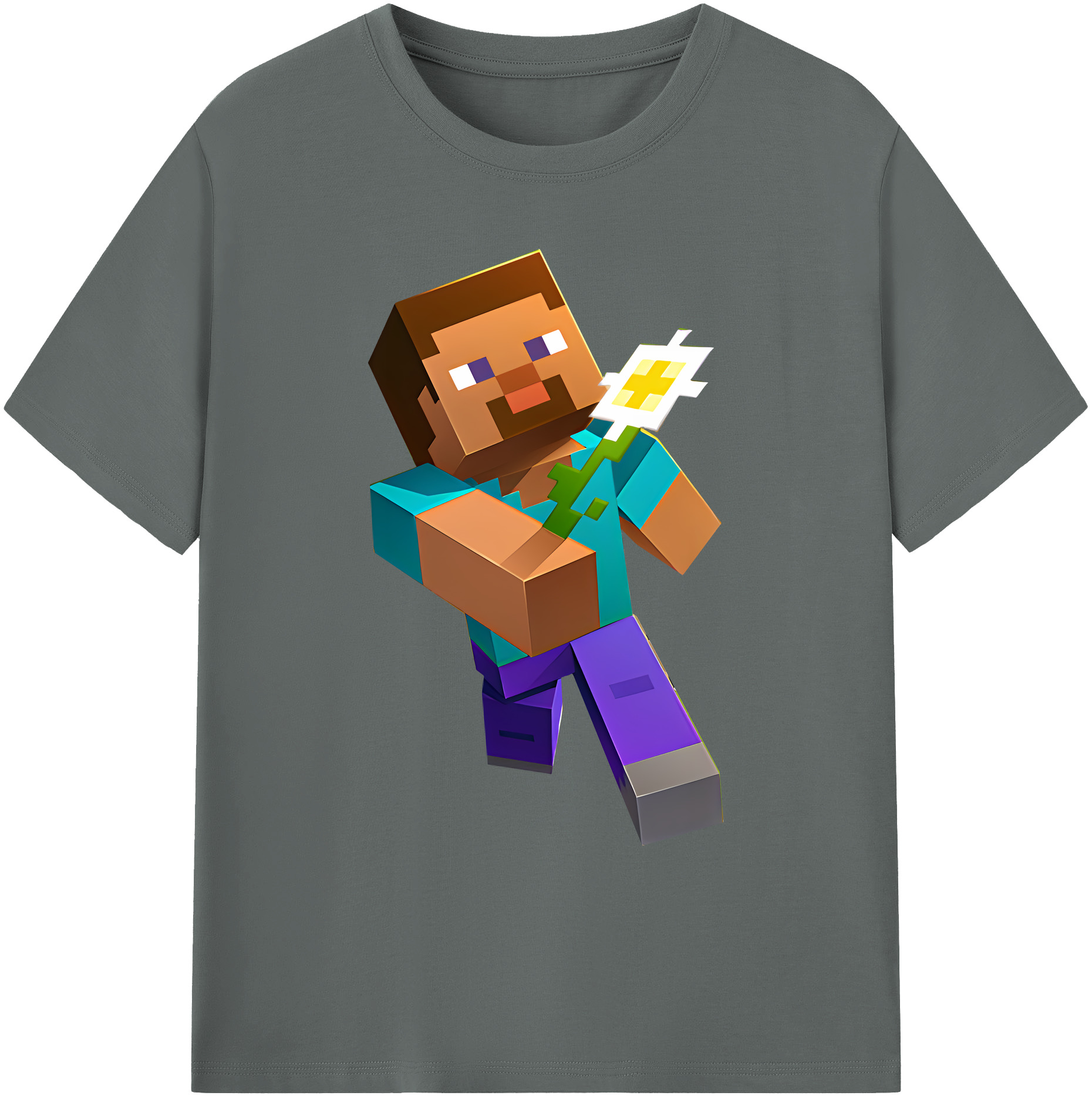 （画像用） マインクラフト ブロックの世界 Minecraft MC Block world 綿100％ メンズ半袖Tシャツ｜肌触りやわらか＆通気性